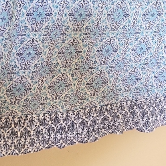 J. Jill Love Linen Womens Blue Geometric Boho Printed Linen Blouse - Size Large - Picture 4 of 8